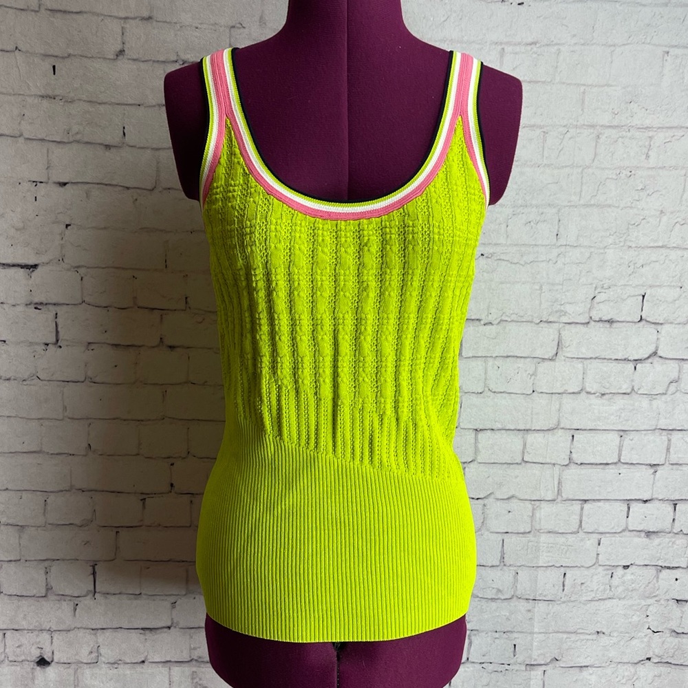 Rachel Rachel Roy Norma tank top bright green knit material size large